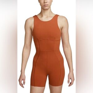 Nike Yoga Dri-FIT Luxe Jumpsuit | Dark Russet 5” One-Piece Romper L
